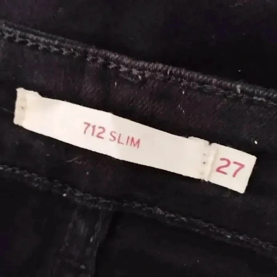 LEVI'S 712 -  original frayed slim fit jeans - low waist - stretch - deep black - very good condition - – photo 13